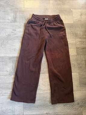 Aritzia Dark Brown Wide-Leg Small Sweatpants BLEACH STAINS